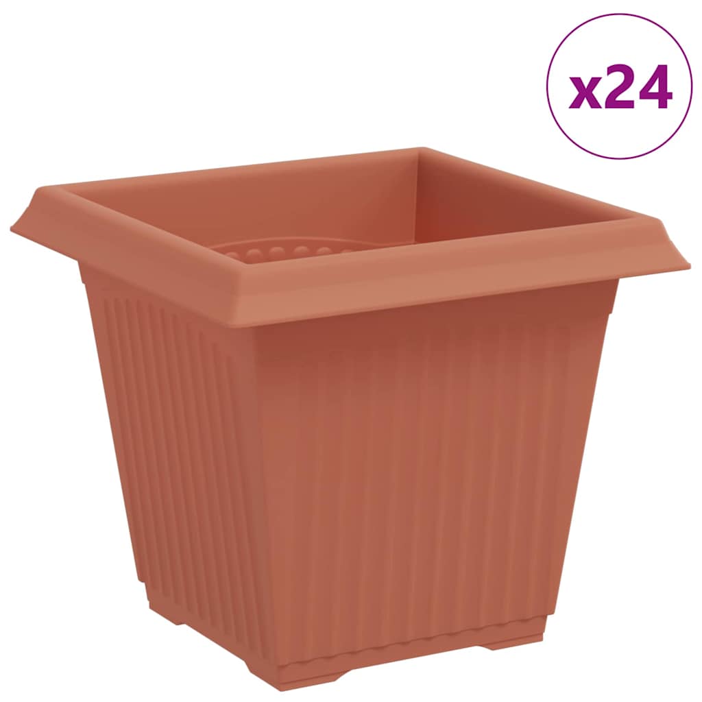 vidaXL Kwadratowa doniczka na kwiaty 24 pcs Czerwony ceglasty