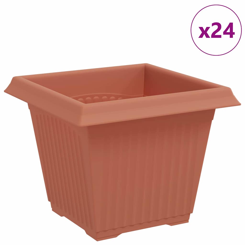 vidaXL Kwadratowa doniczka na kwiaty 24 pcs Czerwony ceglasty