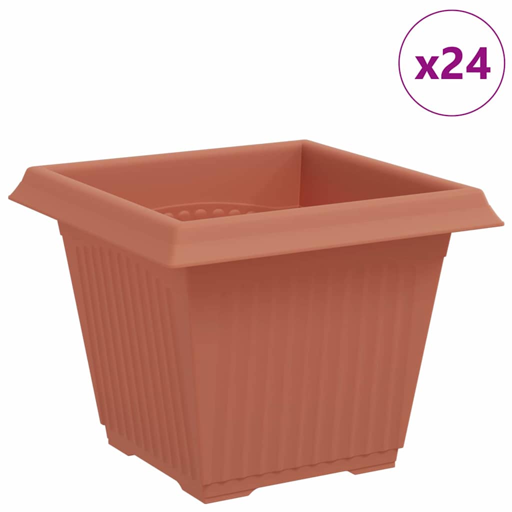 vidaXL Kwadratowa doniczka na kwiaty 24 pcs Czerwony ceglasty