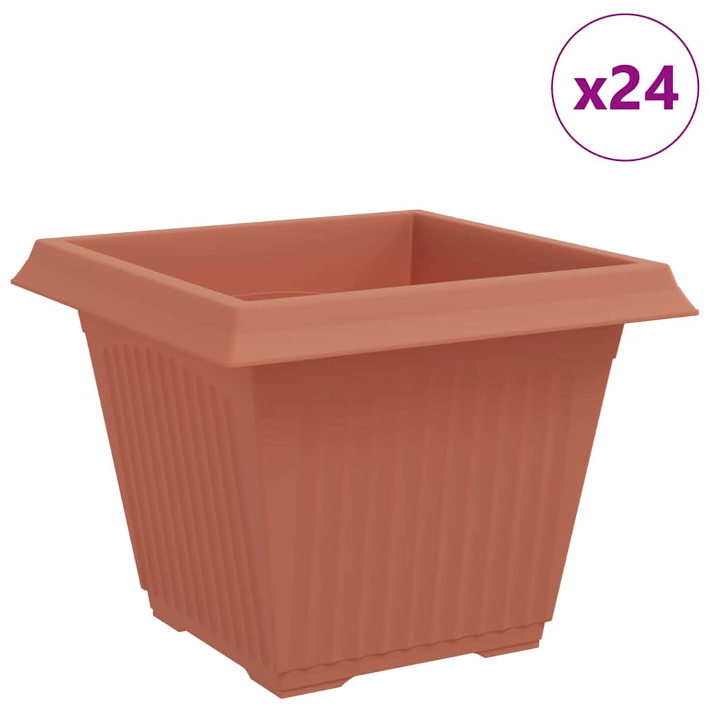vidaXL Kwadratowa doniczka na kwiaty 24 pcs Czerwony ceglasty