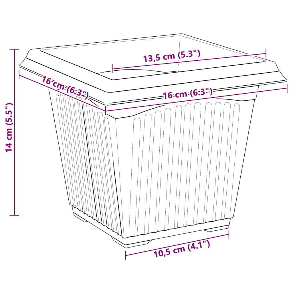 vidaXL Kwadratowa doniczka na kwiaty 24 pcs Czarny 16 x 16 x 14 cm