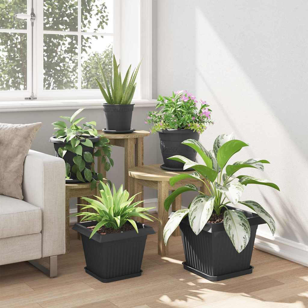 vidaXL Kwadratowa doniczka na kwiaty 24 pcs Czarny 28,5 x 28,5 x 22 cm