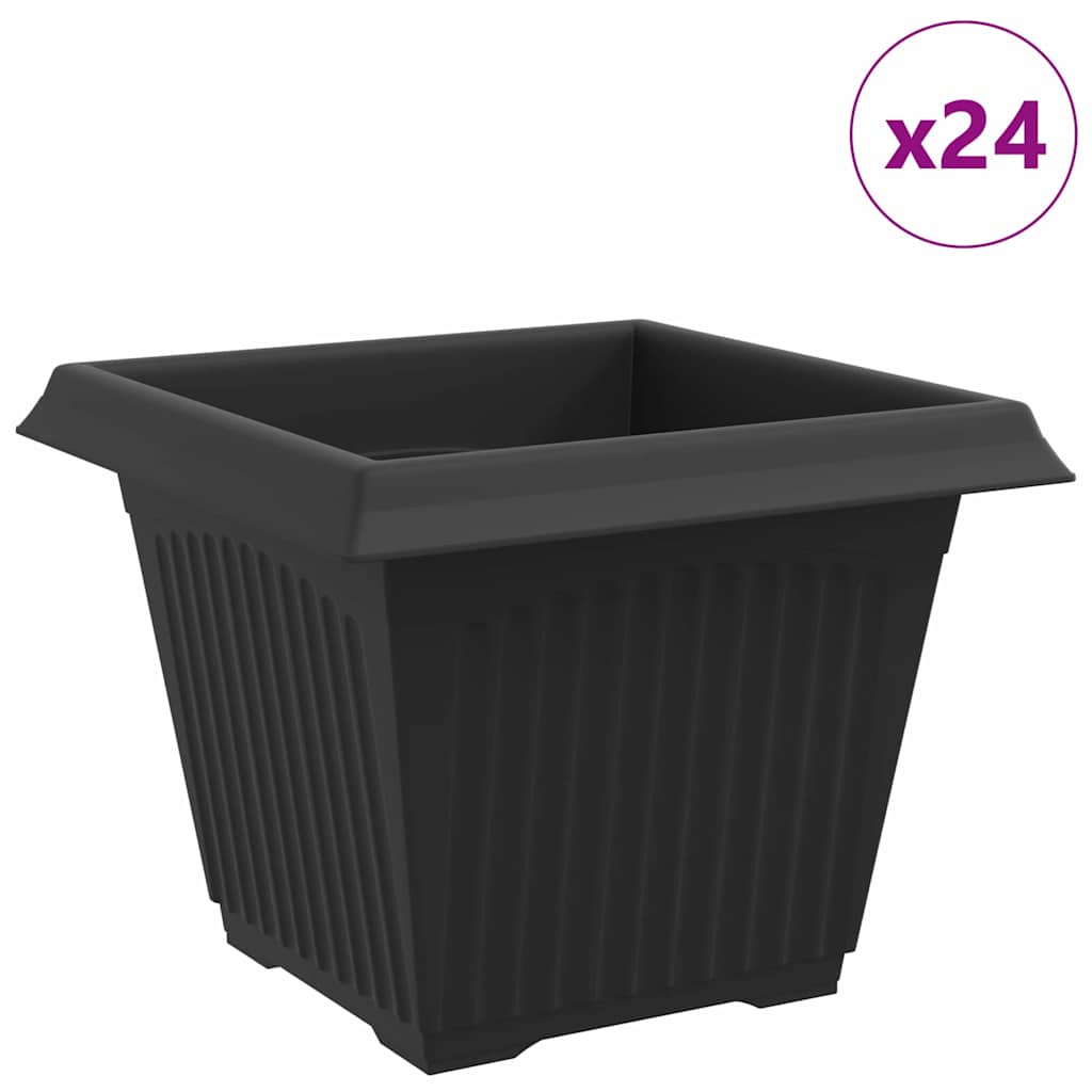 vidaXL Kwadratowa doniczka na kwiaty 24 pcs Czarny 28,5 x 28,5 x 22 cm