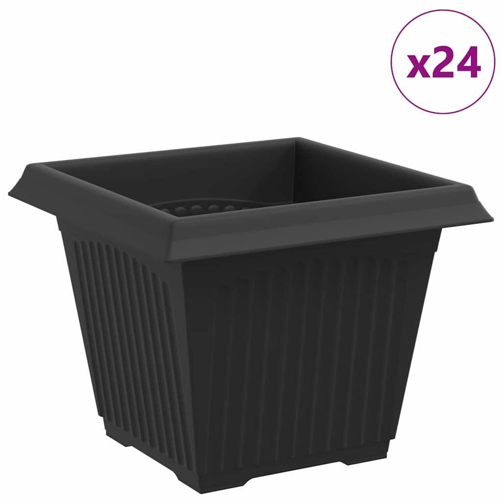 vidaXL Kwadratowa doniczka na kwiaty 24 pcs Czarny 33 x 33 x 26 cm