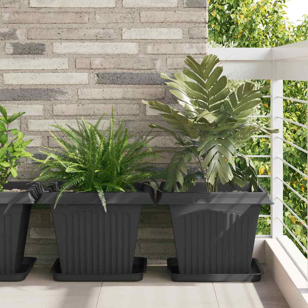 vidaXL Kwadratowa doniczka na kwiaty 24 pcs Czarny 43 x 43 x 33,5 cm