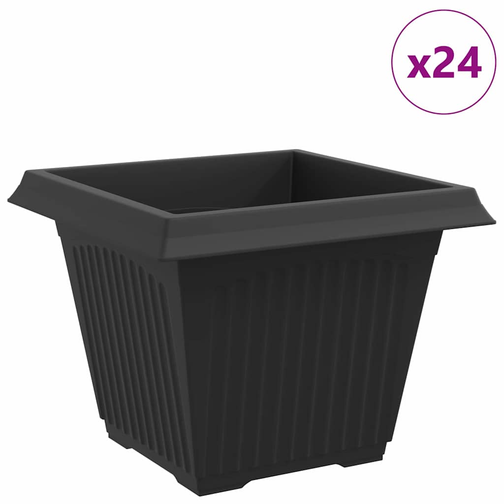 vidaXL Kwadratowa doniczka na kwiaty 24 pcs Czarny 43 x 43 x 33,5 cm
