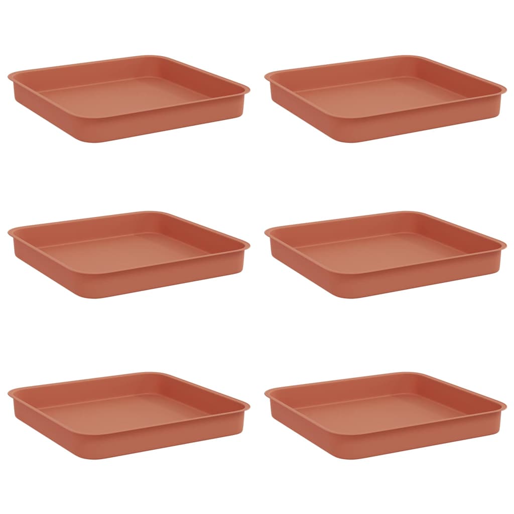 vidaXL Kwadratowa Taca na Kwiaty 6 pcs Czerwony ceglasty
