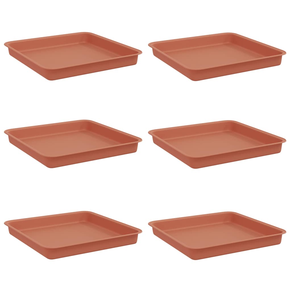 vidaXL Kwadratowa Taca na Kwiaty 6 pcs Czerwony ceglasty