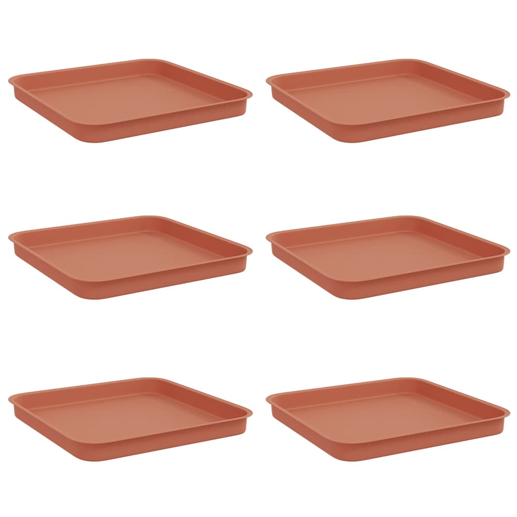 vidaXL Kwadratowa Taca na Kwiaty 6 pcs Czerwony ceglasty