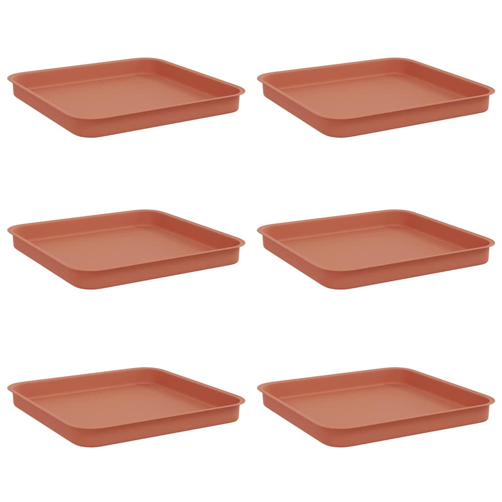 vidaXL Kwadratowa Taca na Kwiaty 6 pcs Czerwony ceglasty