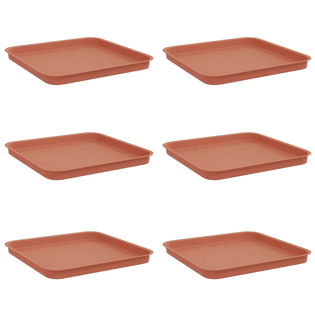 vidaXL Kwadratowa Taca na Kwiaty 6 pcs Czerwony ceglasty