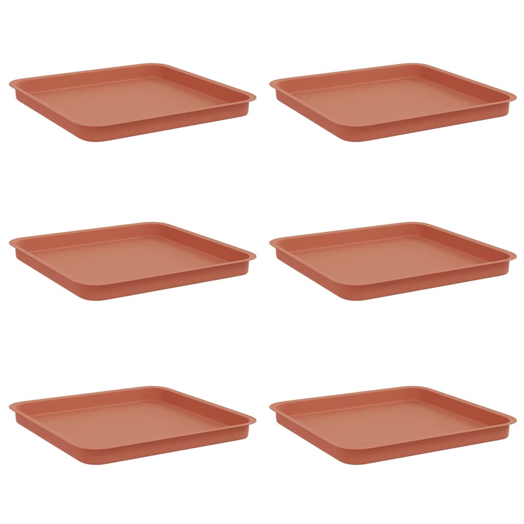 vidaXL Kwadratowa Taca na Kwiaty 6 pcs Czerwony ceglasty