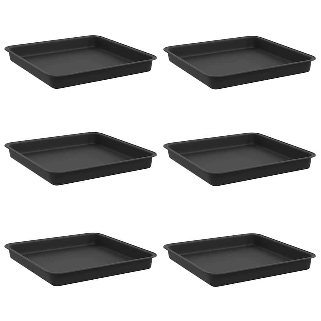 vidaXL Kwadratowa Taca na Kwiaty 6 pcs Czarny 18 x 18 x 2 cm
