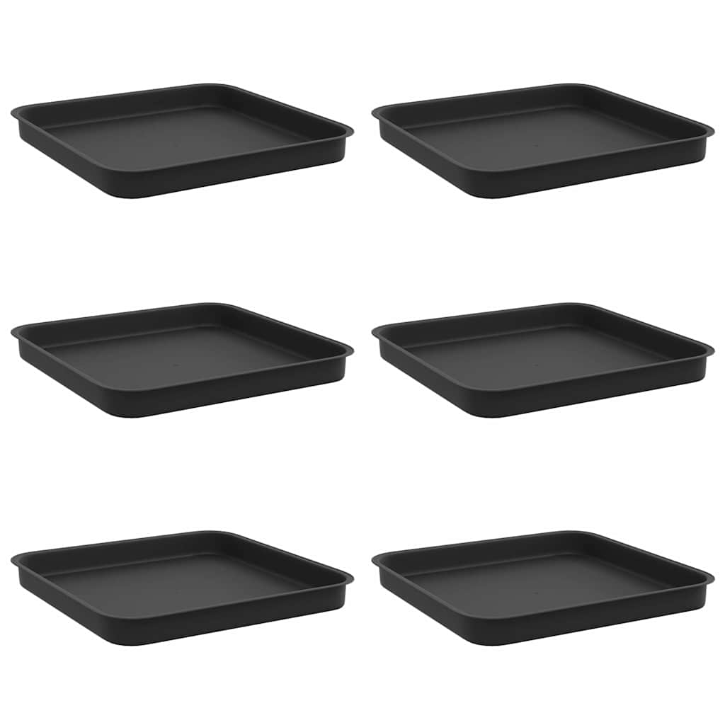 vidaXL Kwadratowa Taca na Kwiaty 6 pcs Czarny 25,5 x 25,5 x 2,5 cm