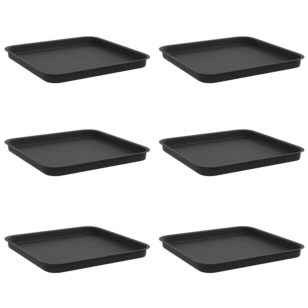 vidaXL Kwadratowa Taca na Kwiaty 6 pcs Czarny 32 x 32 x 2,5 cm