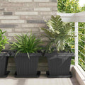 vidaXL Kwadratowa Taca na Kwiaty 6 pcs Czarny 36 x 36 x 2.5 cm