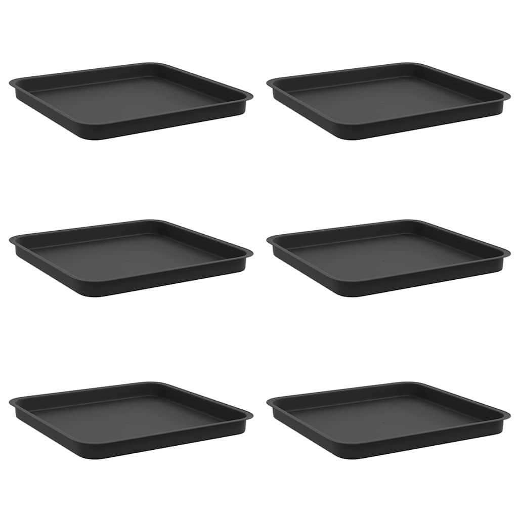 vidaXL Kwadratowa Taca na Kwiaty 6 pcs Czarny 36 x 36 x 2.5 cm