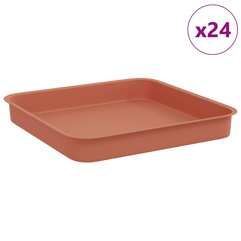 vidaXL Kwadratowa Taca na Kwiaty 24 pcs Czerwony ceglasty