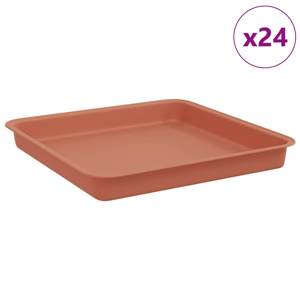 vidaXL Kwadratowa Taca na Kwiaty 24 pcs Czerwony ceglasty
