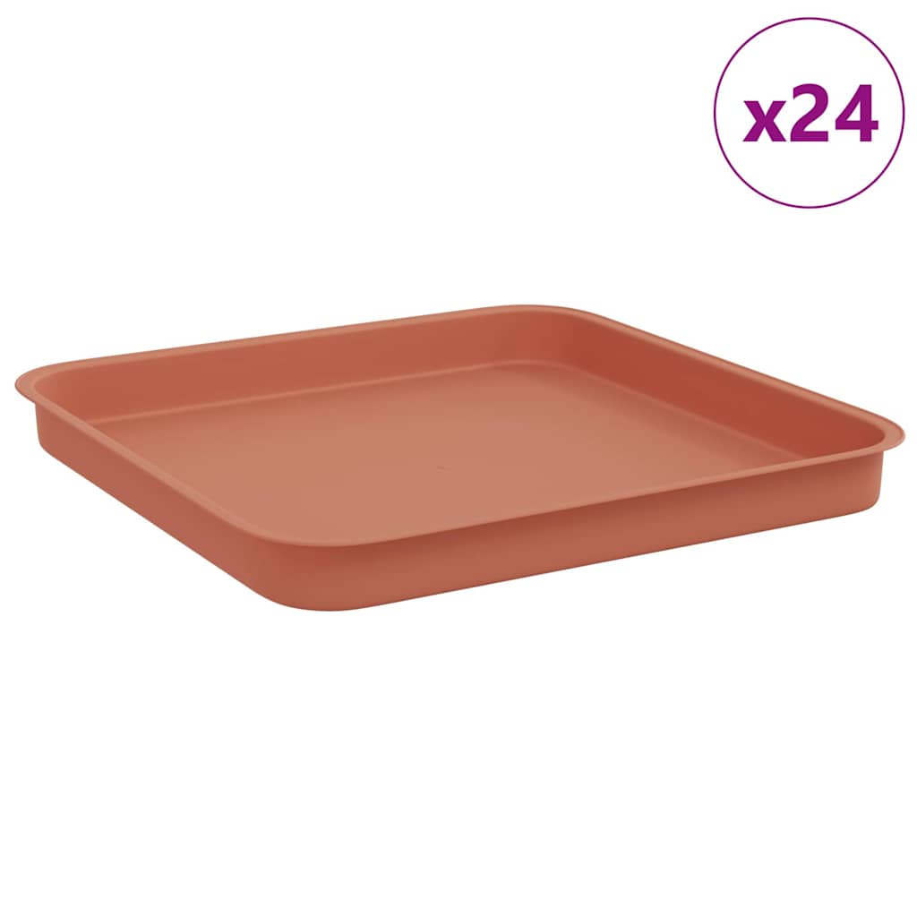 vidaXL Kwadratowa Taca na Kwiaty 24 pcs Czerwony ceglasty