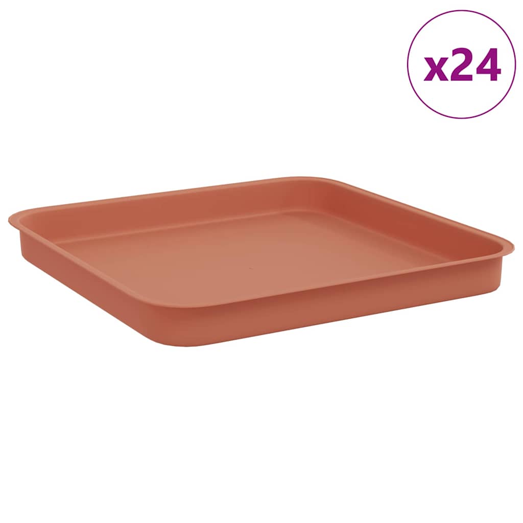 vidaXL Kwadratowa Taca na Kwiaty 24 pcs Czerwony ceglasty