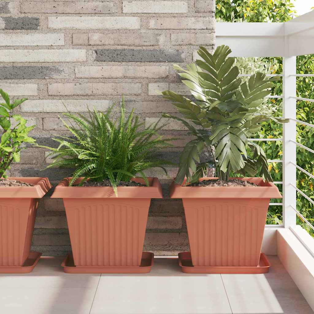 vidaXL Kwadratowa Taca na Kwiaty 24 pcs Czerwony ceglasty