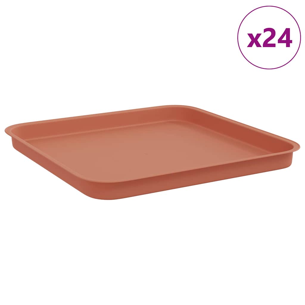 vidaXL Kwadratowa Taca na Kwiaty 24 pcs Czerwony ceglasty