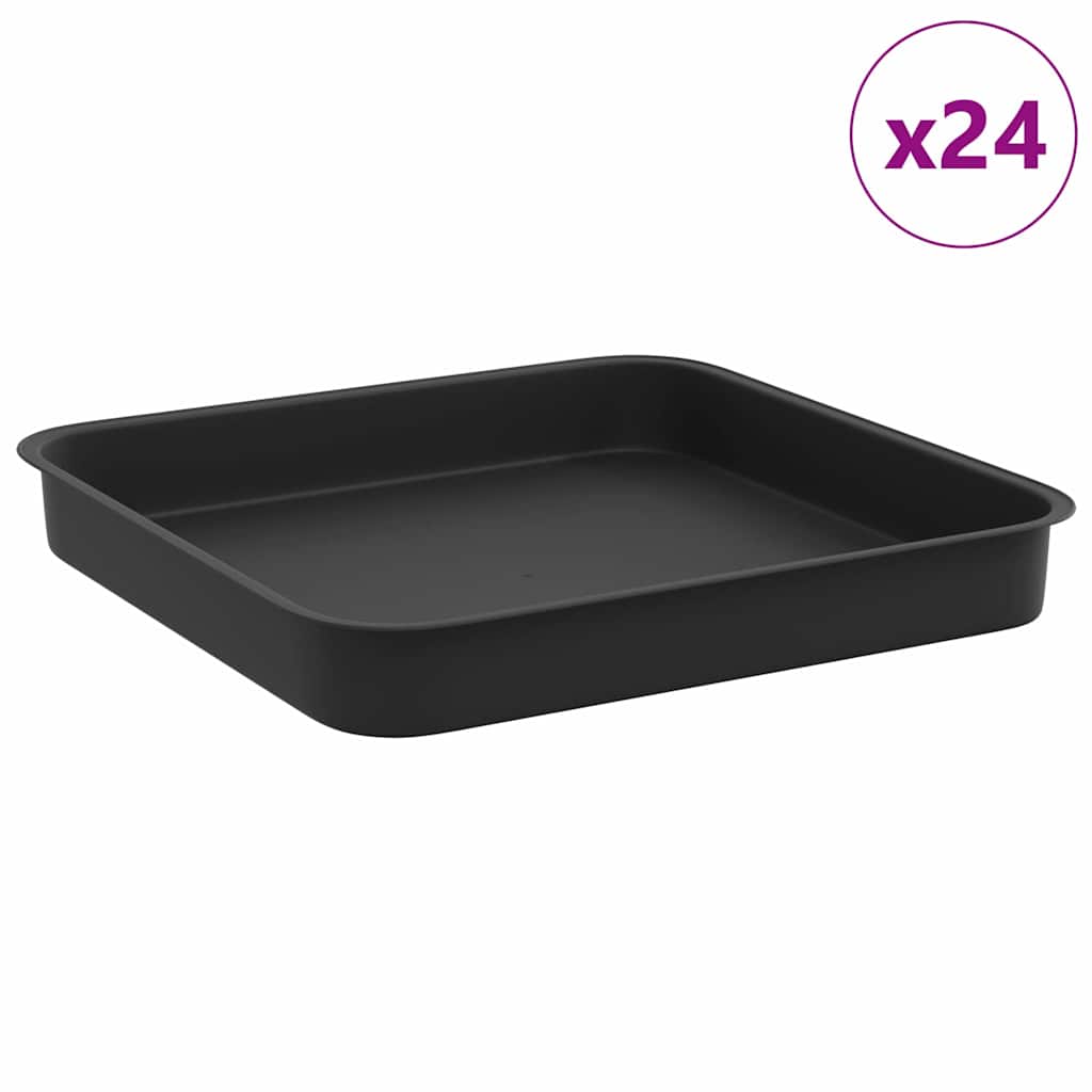 vidaXL Kwadratowa Taca na Kwiaty 24 pcs Czarny 15 x 15 x 2 cm