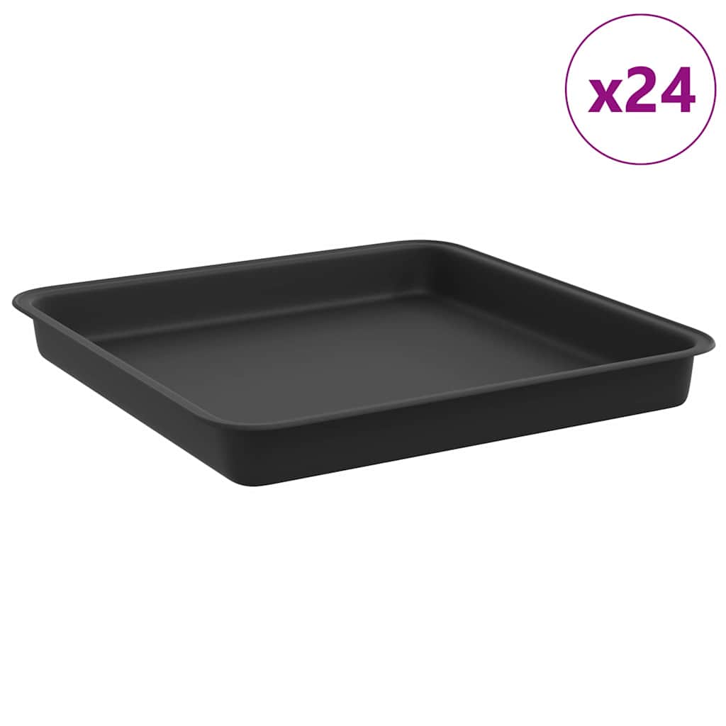 vidaXL Kwadratowa Taca na Kwiaty 24 pcs Czarny 18 x 18 x 2 cm