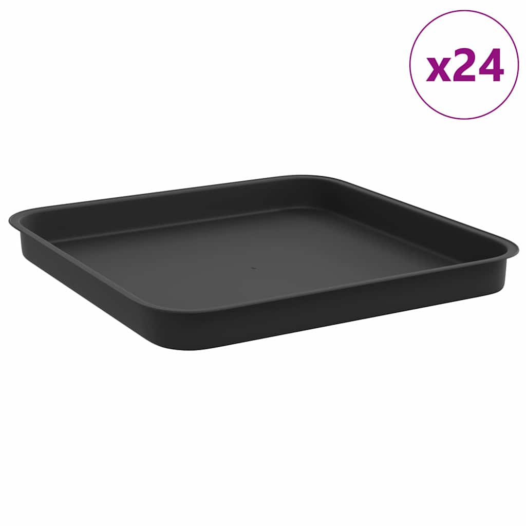 vidaXL Kwadratowa Taca na Kwiaty 24 pcs Czarny 21 x 21 x 2 cm