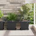 vidaXL Kwadratowa Taca na Kwiaty 24 pcs Czarny 25,5 x 25,5 x 2,5 cm