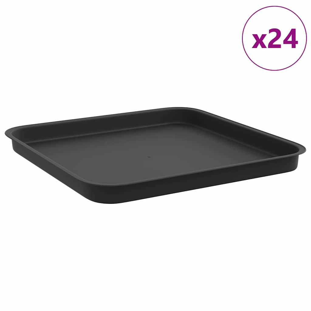vidaXL Kwadratowa Taca na Kwiaty 24 pcs Czarny 32 x 32 x 2,5 cm