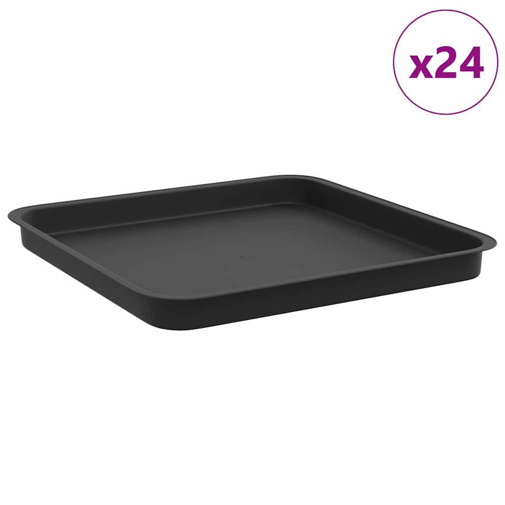 vidaXL Kwadratowa Taca na Kwiaty 24 pcs Czarny 36 x 36 x 2.5 cm