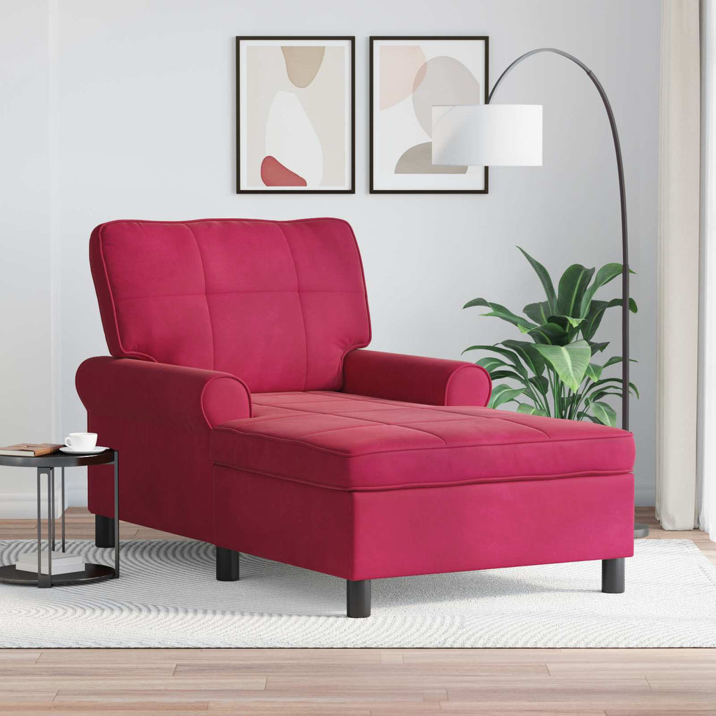 vidaXL Leżak z poduszką Czerwone wino 91 x 157 x 91 cm Aksamit