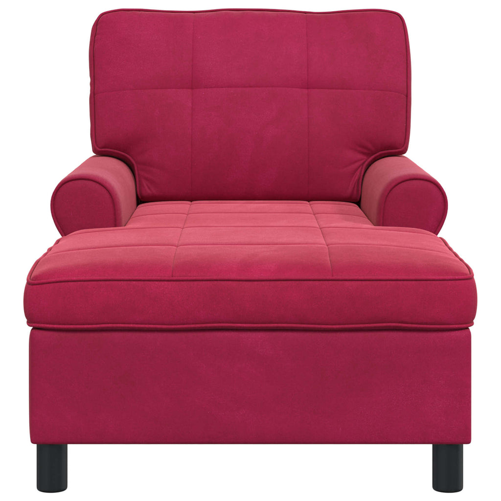 vidaXL Leżak z poduszką Czerwone wino 91 x 157 x 91 cm Aksamit