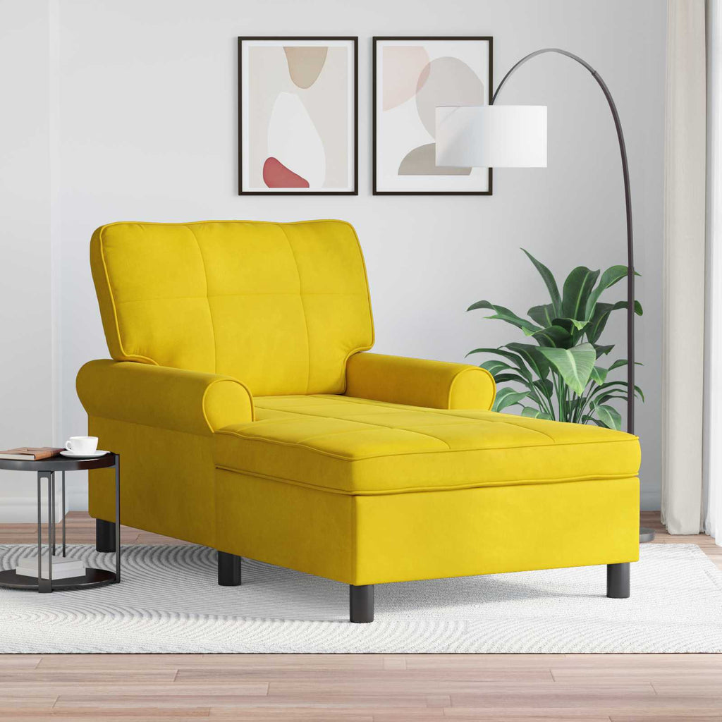 vidaXL Leżak z poduszką Żółty 91 x 157 x 91 cm Aksamit