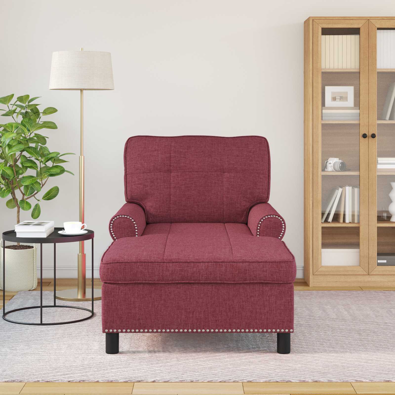 vidaXL Leżak z poduszką Czerwone wino 91 x 157 x 91 cm tkanina