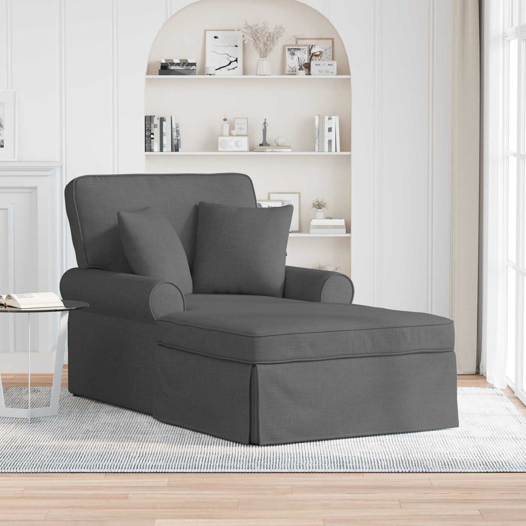vidaXL Chaise Lounge z Fartuszkiem 3 pcs Ciemnoszary tkanina
