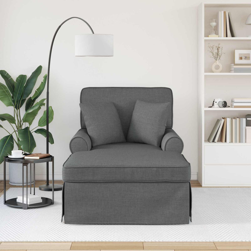 vidaXL Chaise Lounge z Fartuszkiem 3 pcs Ciemnoszary tkanina