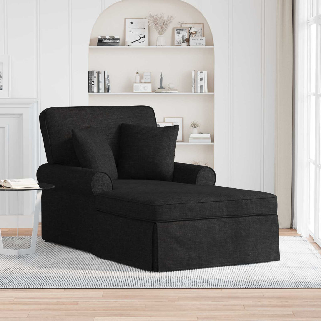 vidaXL Chaise Lounge z Fartuszkiem z poduszką 3 pcs Czarny tkanina