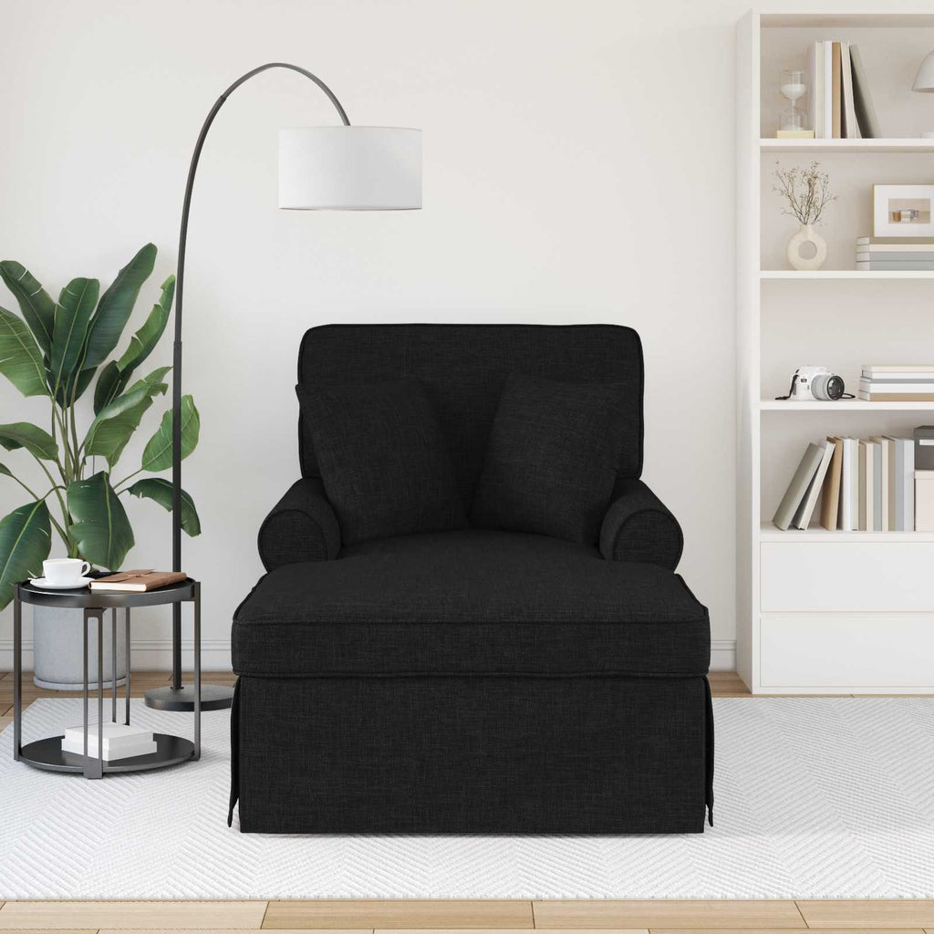 vidaXL Chaise Lounge z Fartuszkiem z poduszką 3 pcs Czarny tkanina