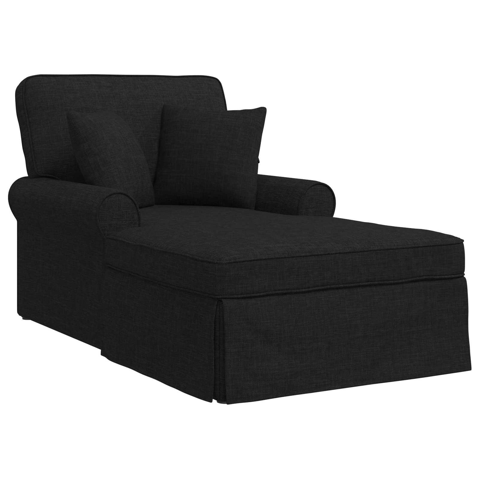 vidaXL Chaise Lounge z Fartuszkiem z poduszką 3 pcs Czarny tkanina