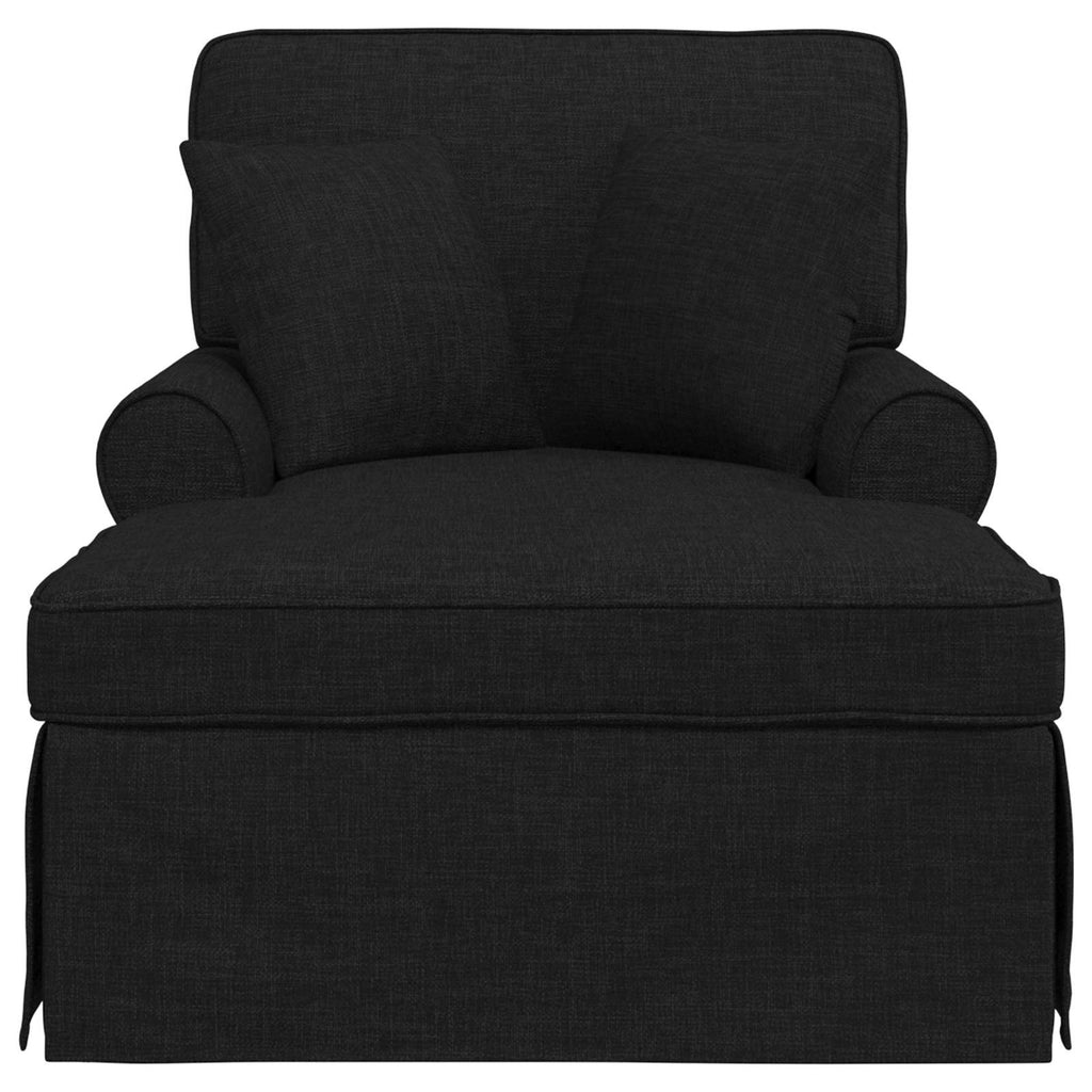 vidaXL Chaise Lounge z Fartuszkiem z poduszką 3 pcs Czarny tkanina