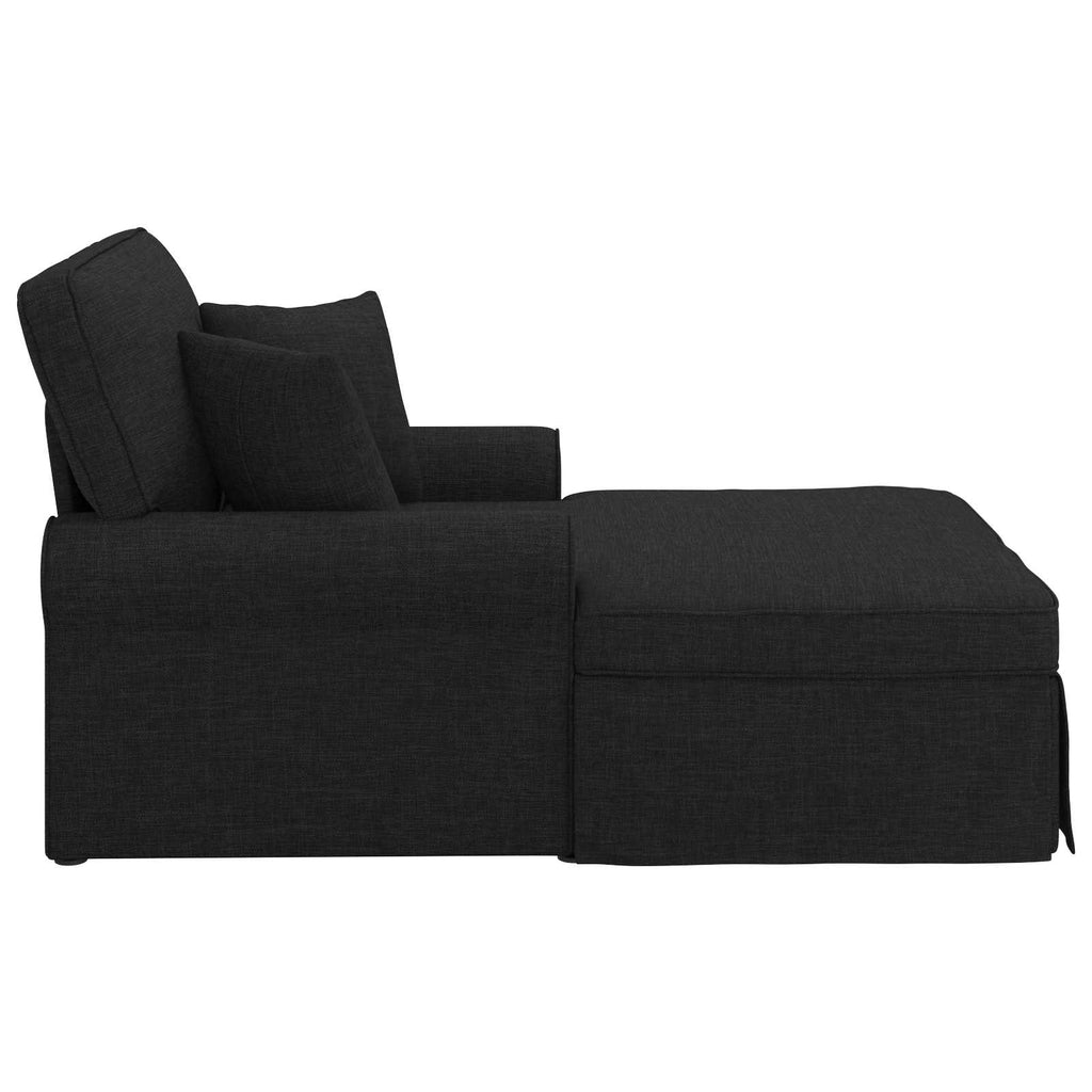 vidaXL Chaise Lounge z Fartuszkiem z poduszką 3 pcs Czarny tkanina