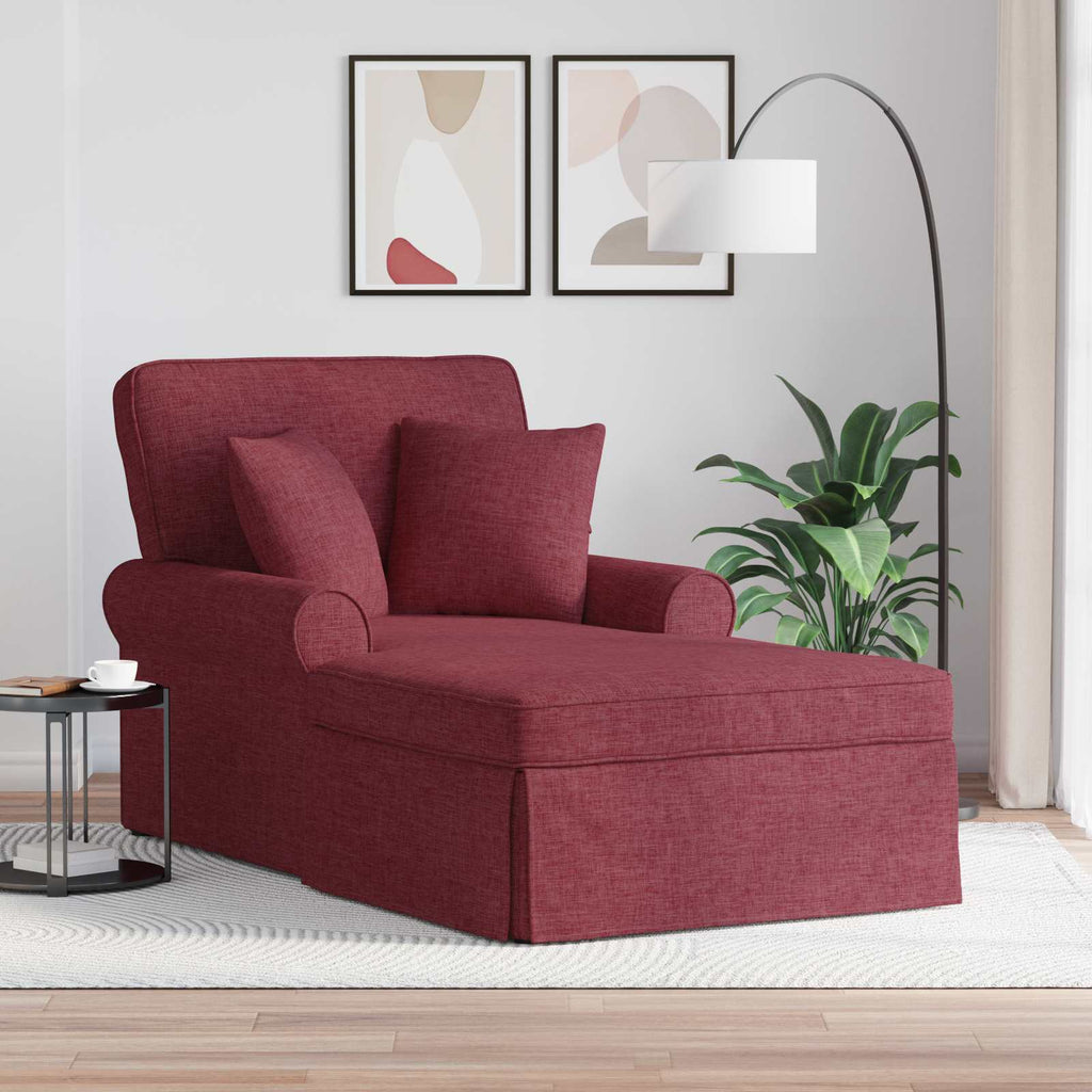 vidaXL Chaise Lounge z Fartuszkiem 3 pcs Czerwone wino tkanina
