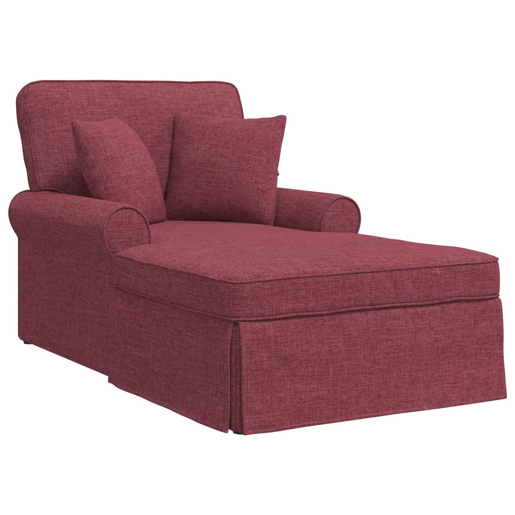vidaXL Chaise Lounge z Fartuszkiem 3 pcs Czerwone wino tkanina