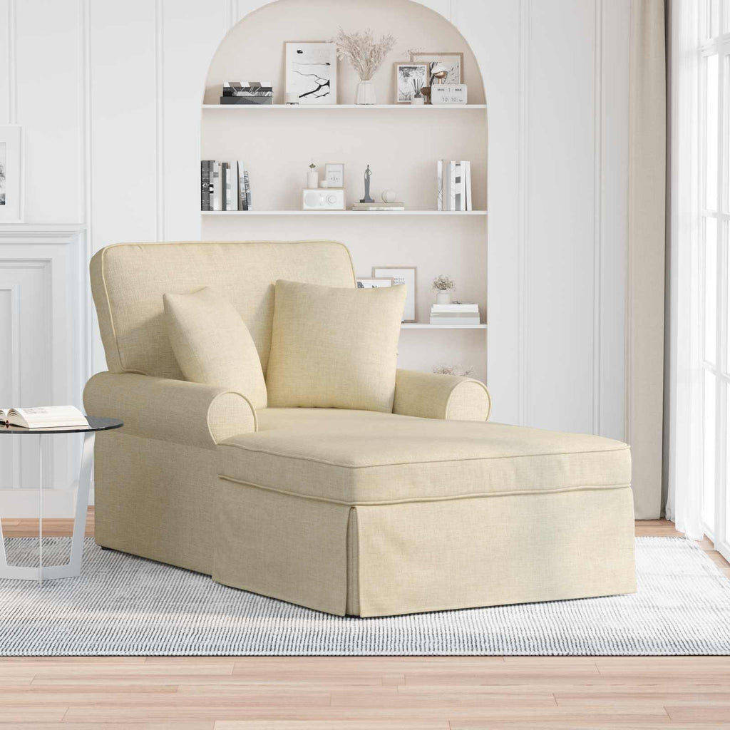 vidaXL Chaise Lounge z Fartuszkiem z poduszką 3 pcs Kremowy tkanina