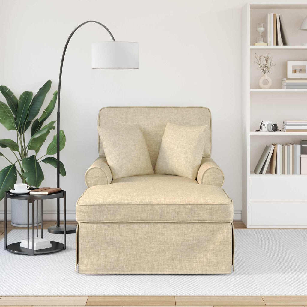 vidaXL Chaise Lounge z Fartuszkiem z poduszką 3 pcs Kremowy tkanina