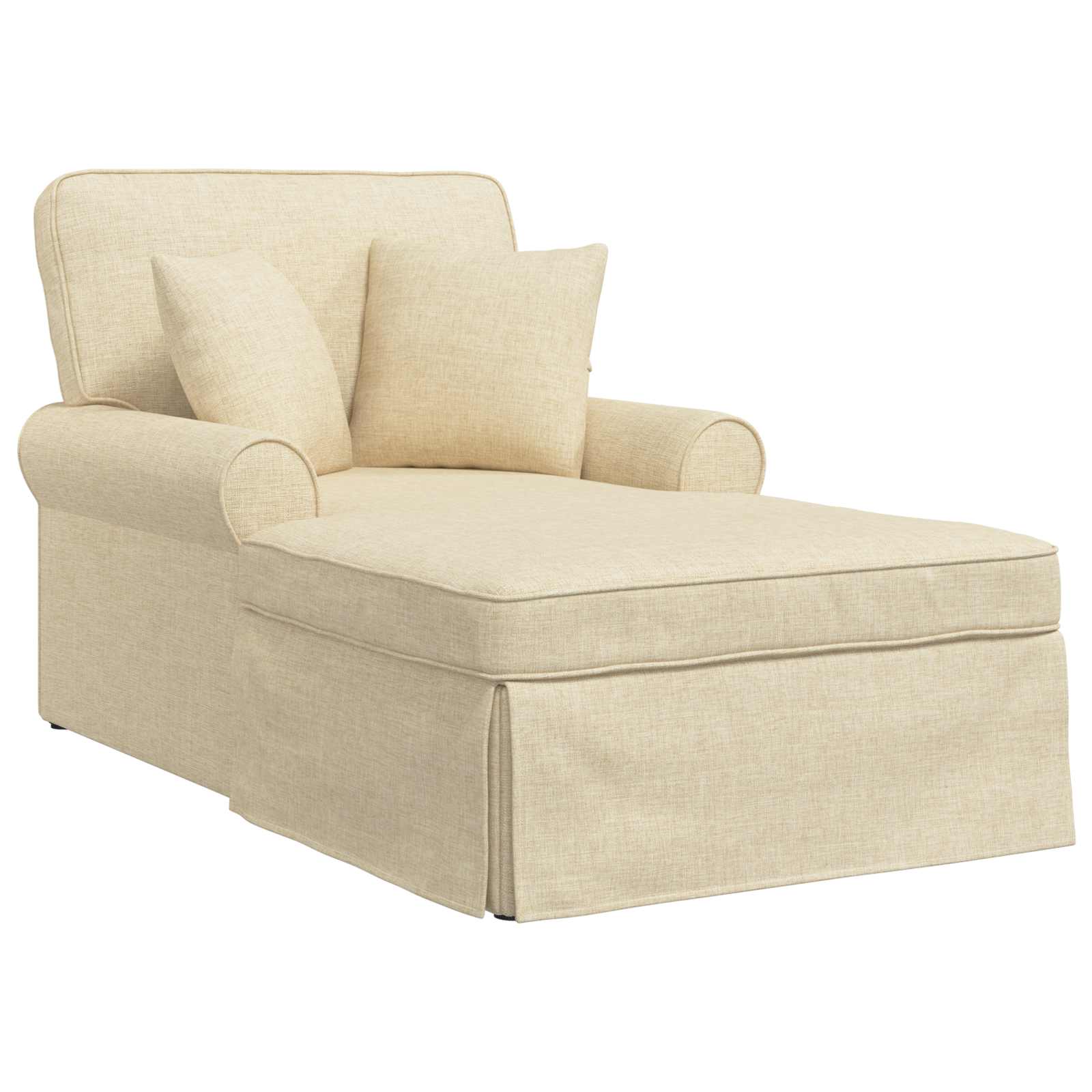 vidaXL Chaise Lounge z Fartuszkiem z poduszką 3 pcs Kremowy tkanina