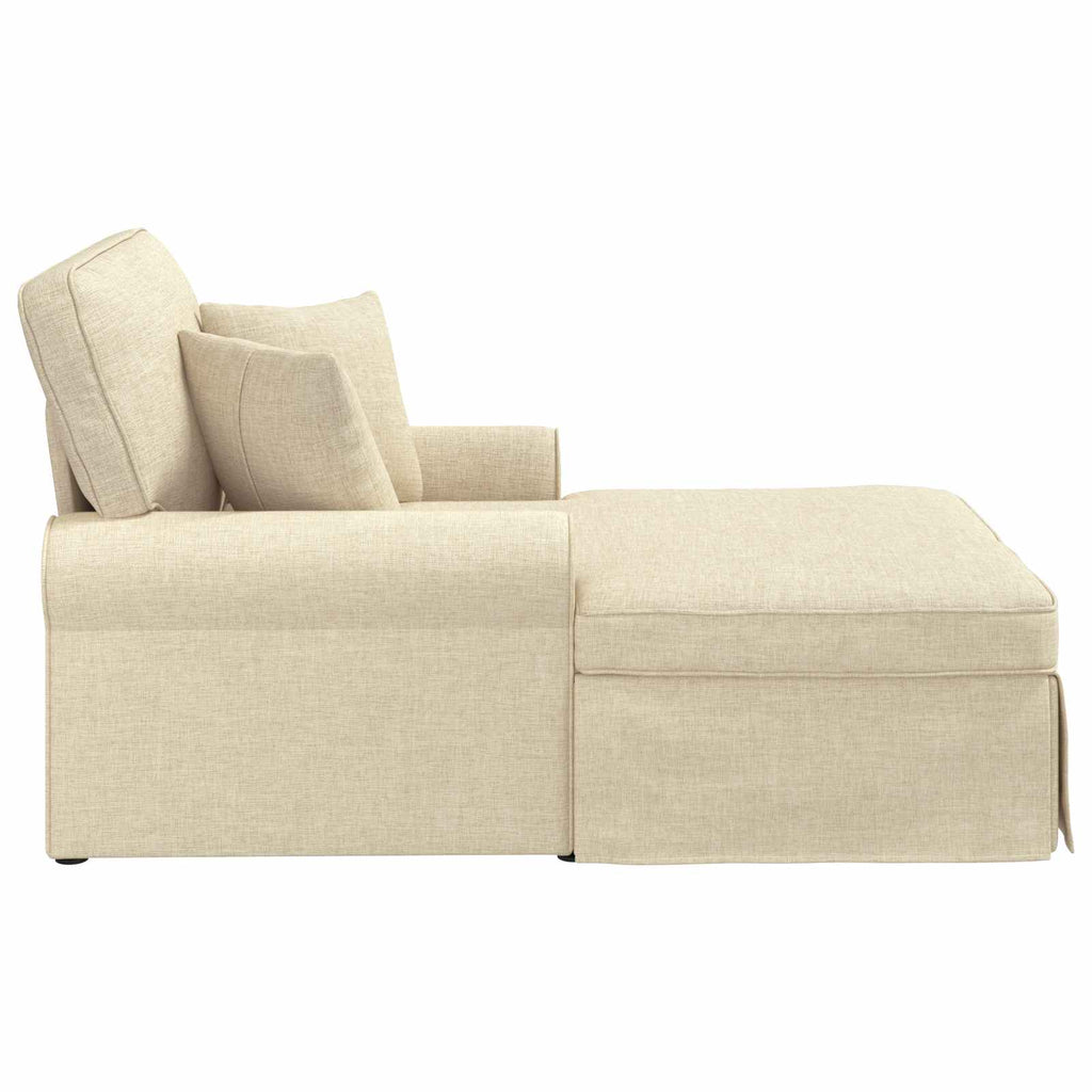 vidaXL Chaise Lounge z Fartuszkiem z poduszką 3 pcs Kremowy tkanina